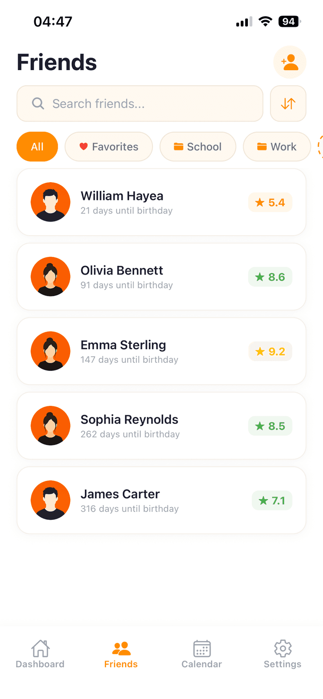 Friend Profiles